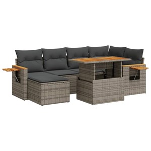Maison exclusive - salon de jardin avec coussins 7 pcs gris résine tressée acaci
