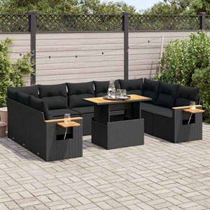 Maison exclusive - salon de jardin 10 pcs avec coussins noir résine tressée acac