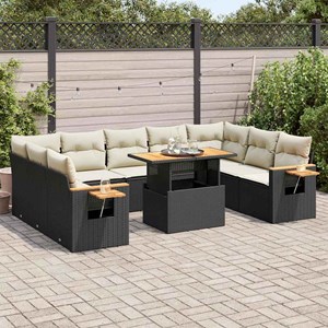 Maison exclusive - salon de jardin 10 pcs avec coussins noir résine tressée acac