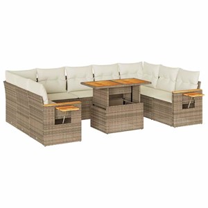 Maison exclusive - salon de jardin avec coussins 10pcs beige résine tressée acac
