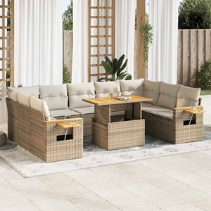 Maison exclusive - salon de jardin avec coussins 10pcs beige résine tressée acac