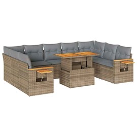 Maison exclusive - salon de jardin avec coussins 10pcs beige résine tressée acac