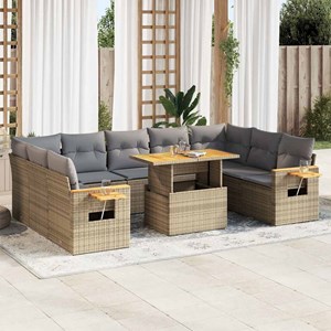 Maison exclusive - salon de jardin avec coussins 10pcs beige résine tressée acac