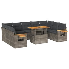 Maison exclusive - salon de jardin avec coussins 10 pcs gris résine tressée acac