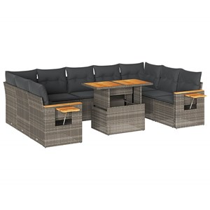 Maison exclusive - salon de jardin avec coussins 10 pcs gris résine tressée acac