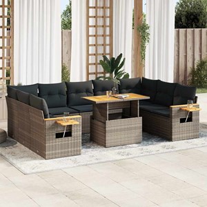 Maison exclusive - salon de jardin avec coussins 10 pcs gris résine tressée acac