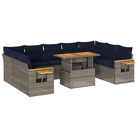 Maison exclusive - salon de jardin avec coussins 10 pcs gris résine tressée acac