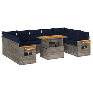 Maison exclusive - salon de jardin avec coussins 10 pcs gris résine tressée acac