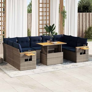 Maison exclusive - salon de jardin avec coussins 10 pcs gris résine tressée acac
