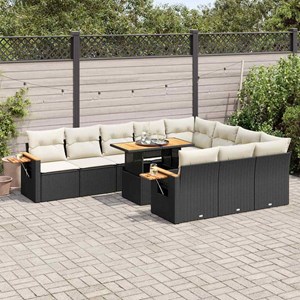 Maison exclusive - ensemble de canapés de jardin 11 pcs et coussins rotin acacia