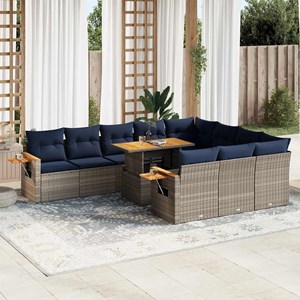 Maison exclusive - ensemble de canapés de jardin 11 pcs et coussins rotin acacia