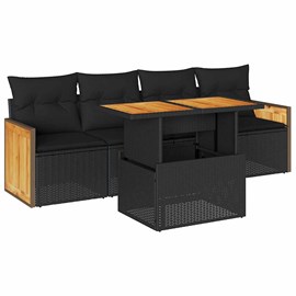 Maison exclusive - salon de jardin 5 pcs avec coussins noir résine tressée acaci