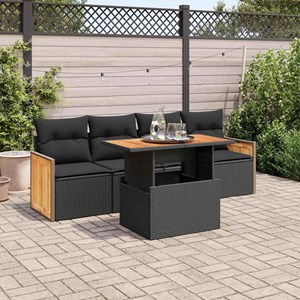 Maison exclusive - salon de jardin 5 pcs avec coussins noir résine tressée acaci