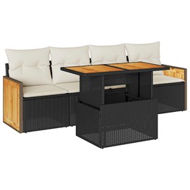 Maison exclusive - salon de jardin 5 pcs avec coussins noir résine tressée acaci