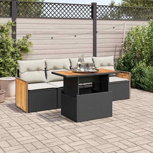 Maison exclusive - salon de jardin 5 pcs avec coussins noir résine tressée acaci