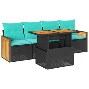 Maison exclusive - salon de jardin 5 pcs avec coussins noir résine tressée acaci