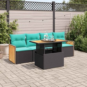 Maison exclusive - salon de jardin 5 pcs avec coussins noir résine tressée acaci