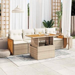 Maison exclusive - salon de jardin avec coussins 5 pcs beige résine tressée acac