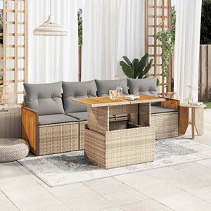 Maison exclusive - salon de jardin avec coussins 5 pcs beige résine tressée acac