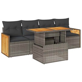 Maison exclusive - salon de jardin 5 pcs avec coussins gris résine tressée acaci