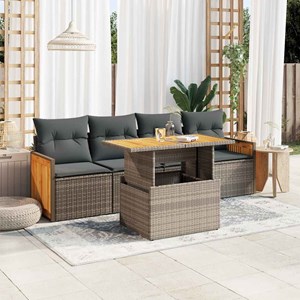 Maison exclusive - salon de jardin 5 pcs avec coussins gris résine tressée acaci