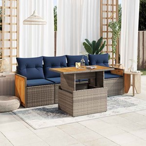 Maison exclusive - salon de jardin 5 pcs avec coussins gris résine tressée acaci