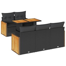 Maison exclusive - salon de jardin 6 pcs avec coussins noir résine tressée acaci