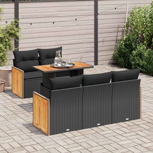 Maison exclusive - salon de jardin 6 pcs avec coussins noir résine tressée acaci