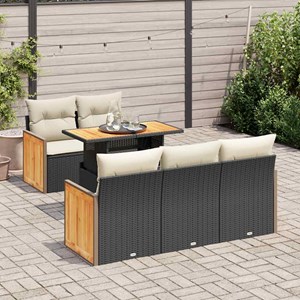 Maison exclusive - salon de jardin 6 pcs avec coussins noir résine tressée acaci