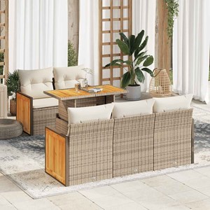 Maison exclusive - salon de jardin 6 pcs avec coussins beige résine tressée acac