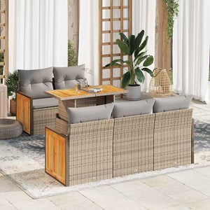 Maison exclusive - salon de jardin 6 pcs avec coussins beige résine tressée acac