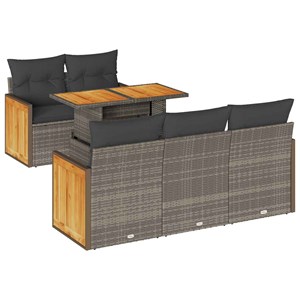 Maison exclusive - salon de jardin avec coussins 6 pcs gris résine tressée acaci