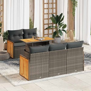 Maison exclusive - salon de jardin avec coussins 6 pcs gris résine tressée acaci