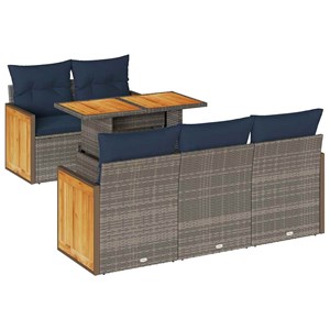 Maison exclusive - salon de jardin avec coussins 6 pcs gris résine tressée acaci