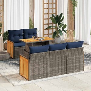 Maison exclusive - salon de jardin avec coussins 6 pcs gris résine tressée acaci
