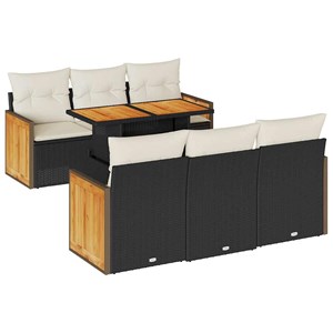 Maison exclusive - salon de jardin avec coussins 7 pcs noir résine tressée acaci