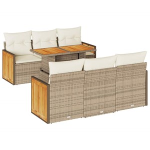 Maison exclusive - salon de jardin avec coussins 7 pcs beige résine tressée acac