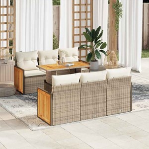 Maison exclusive - salon de jardin avec coussins 7 pcs beige résine tressée acac