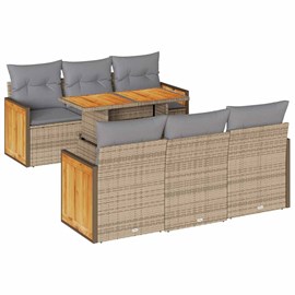 Maison exclusive - salon de jardin avec coussins 7 pcs beige résine tressée acac