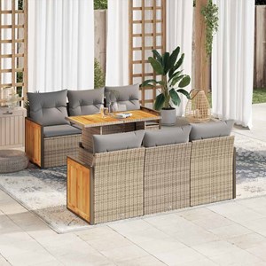 Maison exclusive - salon de jardin avec coussins 7 pcs beige résine tressée acac