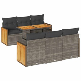 Maison exclusive - salon de jardin avec coussins 7 pcs gris résine tressée acaci