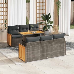 Maison exclusive - salon de jardin avec coussins 7 pcs gris résine tressée acaci