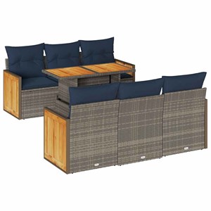 Maison exclusive - salon de jardin avec coussins 7 pcs gris résine tressée acaci