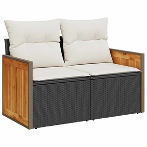 Maison exclusive - salon de jardin avec coussins 7 pcs noir résine tressée acaci