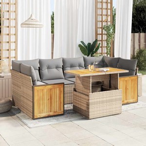 Maison exclusive - salon de jardin avec coussins 7 pcs beige résine tressée acac