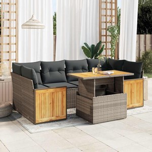 Maison exclusive - salon de jardin avec coussins 7 pcs gris résine tressée acaci