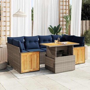 Maison exclusive - salon de jardin avec coussins 7 pcs gris résine tressée acaci
