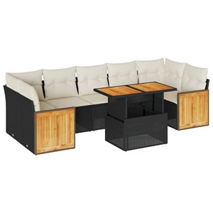 Maison exclusive - salon de jardin avec coussins 8 pcs noir résine tressée acaci