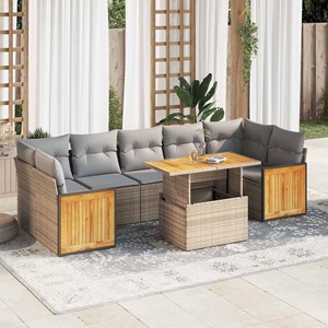 Maison exclusive - salon de jardin avec coussins 8 pcs beige résine tressée acac