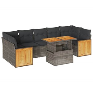 Maison exclusive - salon de jardin avec coussins 8 pcs gris résine tressée acaci